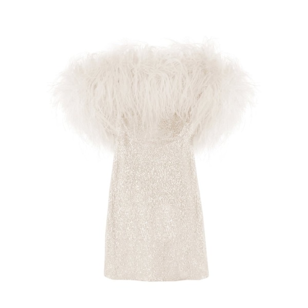 Ava feather trimmed sequin mini dress Clothing dress Coveti