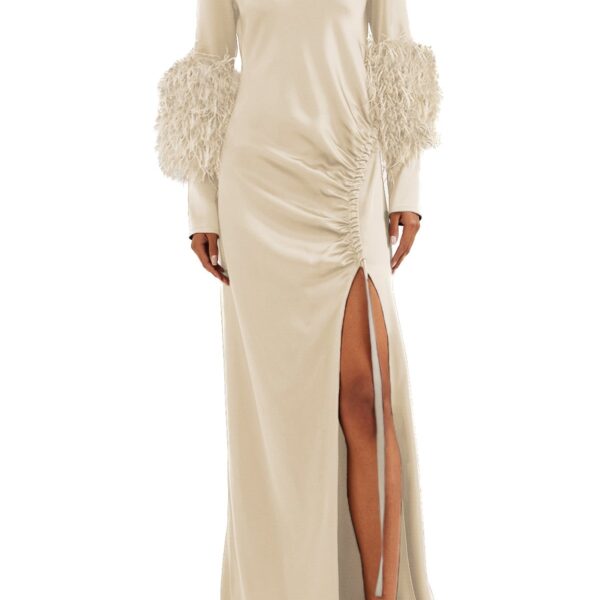 luxury white dress with feather
